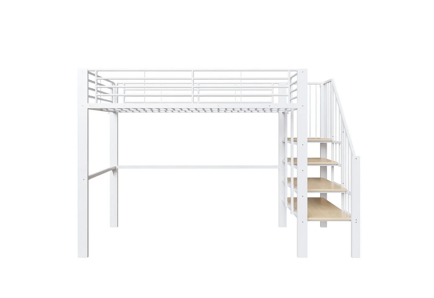 Merax Hochbett 90x200cm Metallbett mit Treppe und großem Stauraum - Bild 5