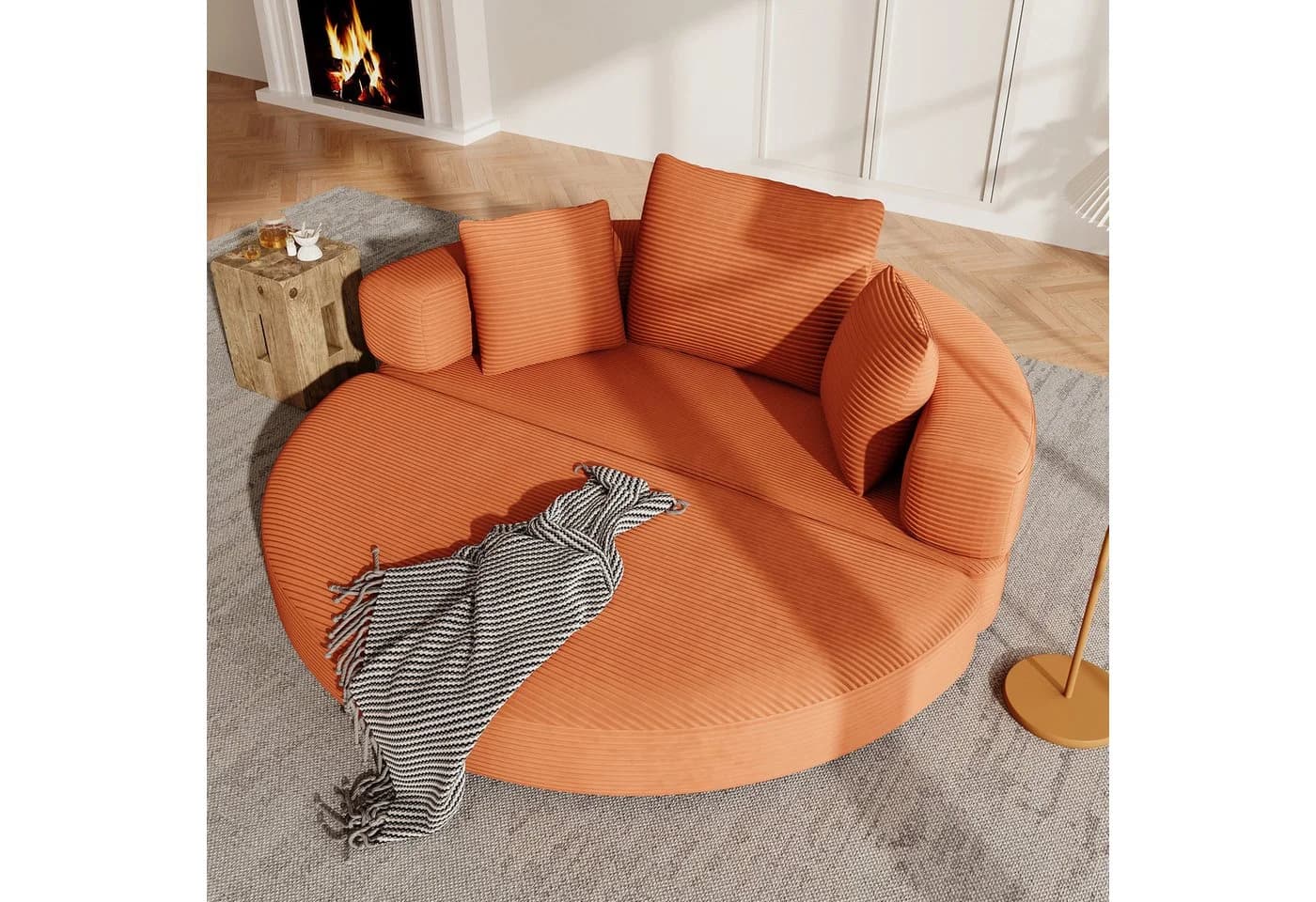 Merax Schlafsofa mit Schlaffunktion, Multifunktionales Sofa mit Cordstoffbezug - Bild 3