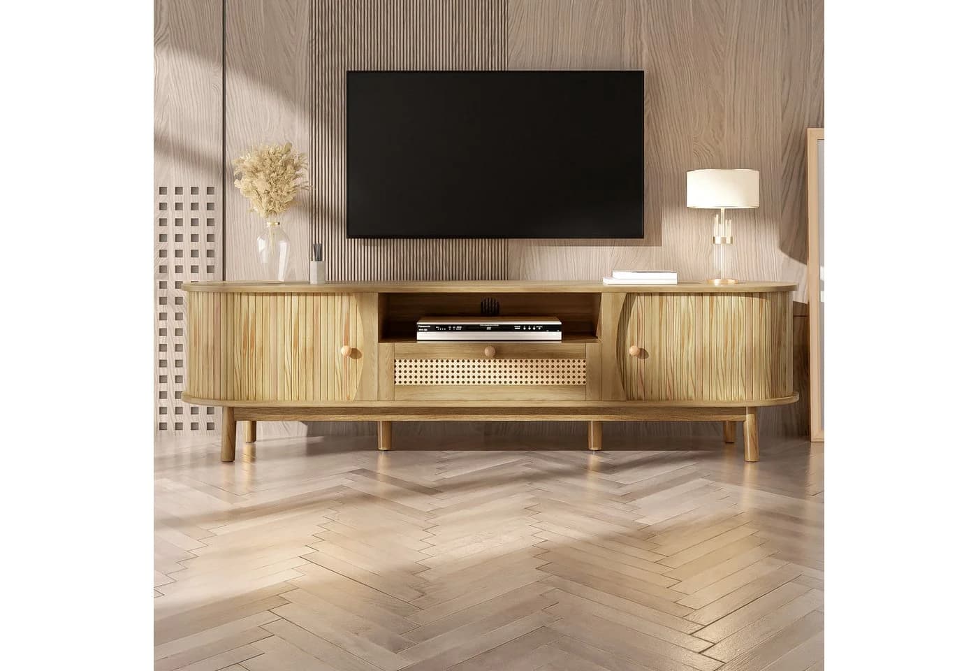 Merax TV-Schrank Rattan Landhausstil 165x37x46 cm - Bild 3