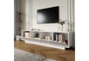 Merax Lowboard TV-Schrank Weiß Wellen-Design 4 Türen Glasregale Bild 1