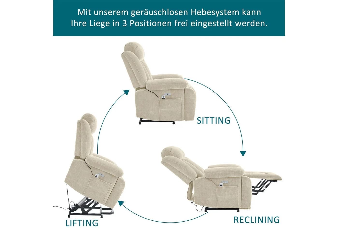 Merax Massagesessel mit 8-Punkt-Massagefunktion, Heizfunktion, USB-Anschluss - Bild 5