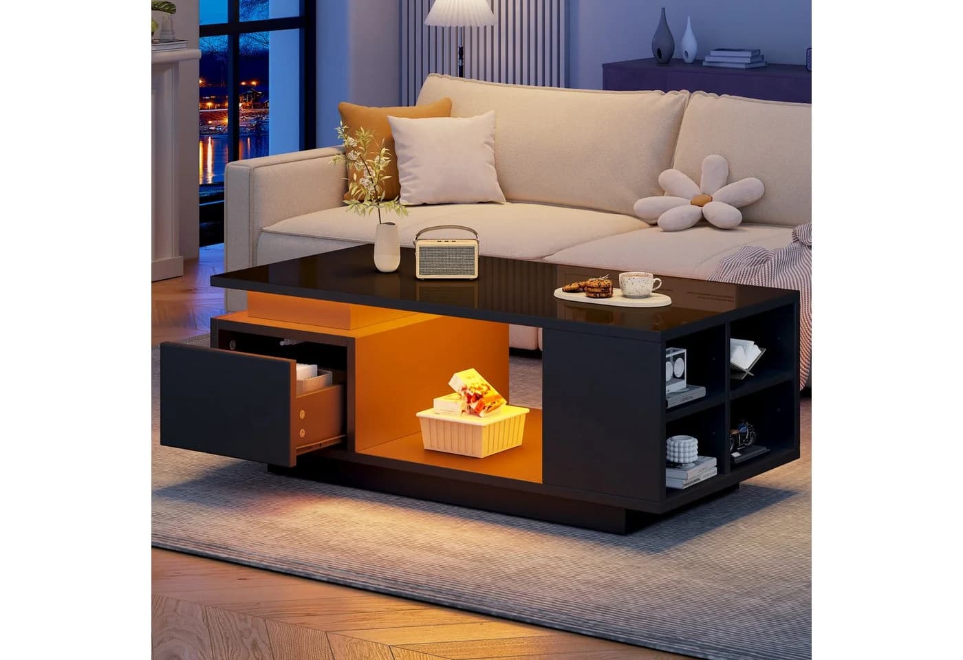 Merax Couchtisch Hochglanz LED-Beleuchtung - Bild 2