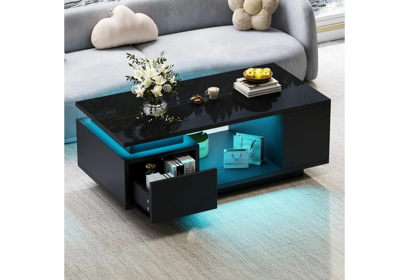 Merax Couchtisch Hochglanz LED-Beleuchtung - Bild 3