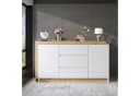 Merax Schreibtisch 2-in-1 Sideboard & Arbeitstisch, 360° drehbarer Tischplatte, Weiß/Eiche Bild 1