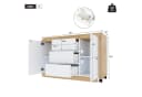 Merax Schreibtisch 2-in-1 Sideboard & Arbeitstisch, 360° drehbarer Tischplatte, Weiß/Eiche Bild 3