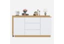 Merax Schreibtisch 2-in-1 Sideboard & Arbeitstisch, 360° drehbarer Tischplatte, Weiß/Eiche Bild 4