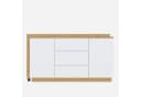 Merax Schreibtisch 2-in-1 Sideboard & Arbeitstisch, 360° drehbarer Tischplatte, Weiß/Eiche Bild 5