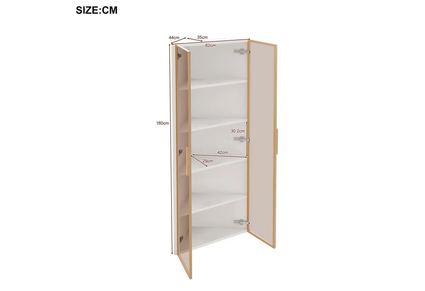 Merax Glasvitrine Eckschrank mit LED Licht Eichenoptik - Bild 4