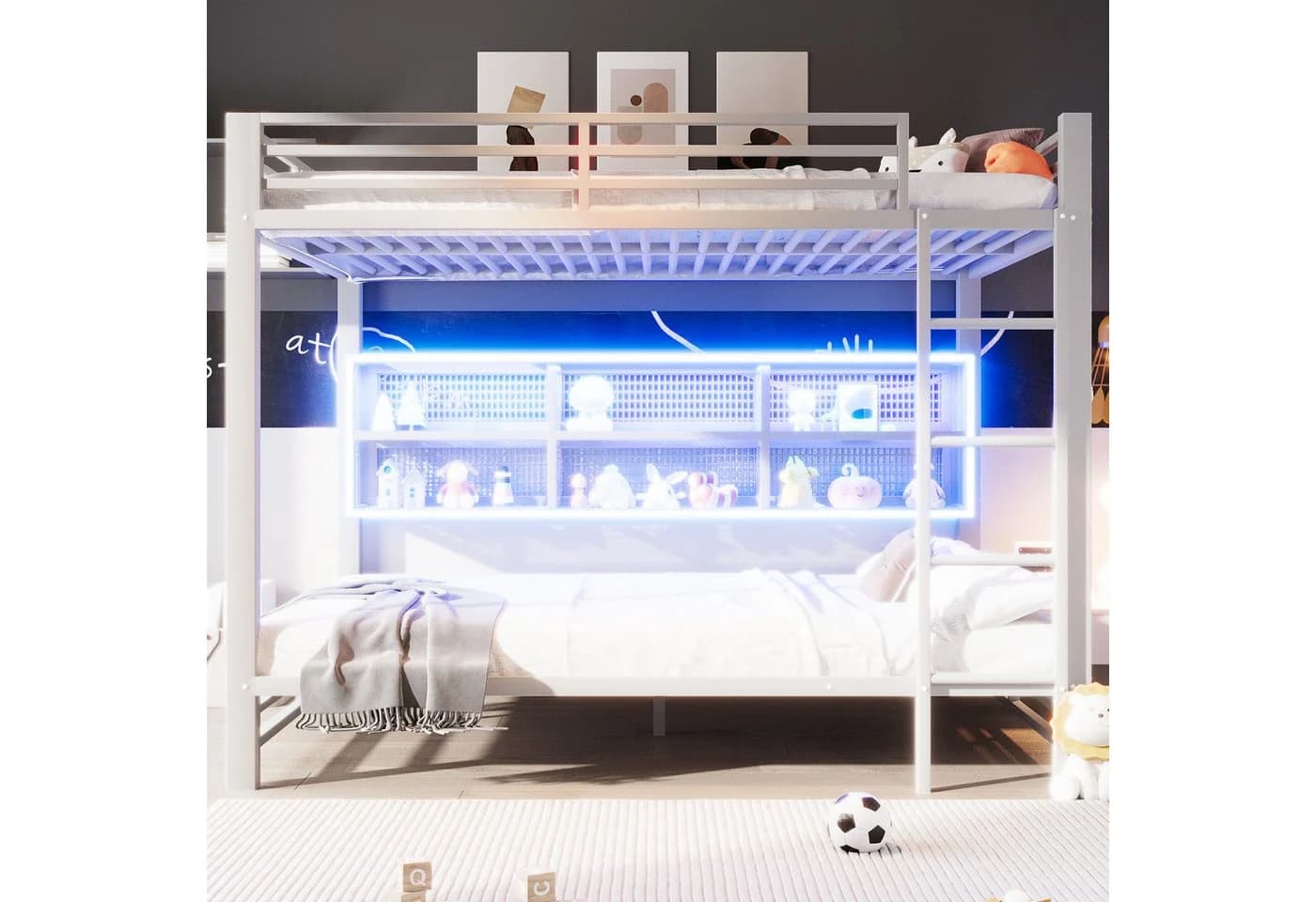 Merax Etagenbett 140x200cm mit LED-Beleuchtung