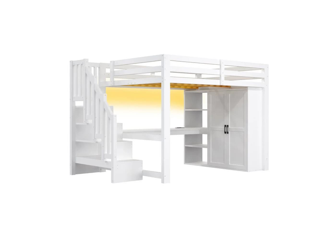 Merax Hochbett 140x200cm mit LED-Beleuchtung und USB - Bild 5
