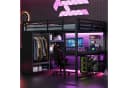 Merax Hochbett 160x200 mit LED-Beleuchtung und Schreibtisch Schwarz Bild 2