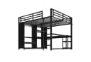 Merax Hochbett 160x200 mit LED-Beleuchtung und Schreibtisch Schwarz Bild 5