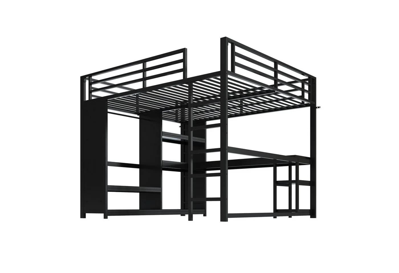 Merax Hochbett 160x200 mit LED-Beleuchtung und Schreibtisch Schwarz - Bild 5