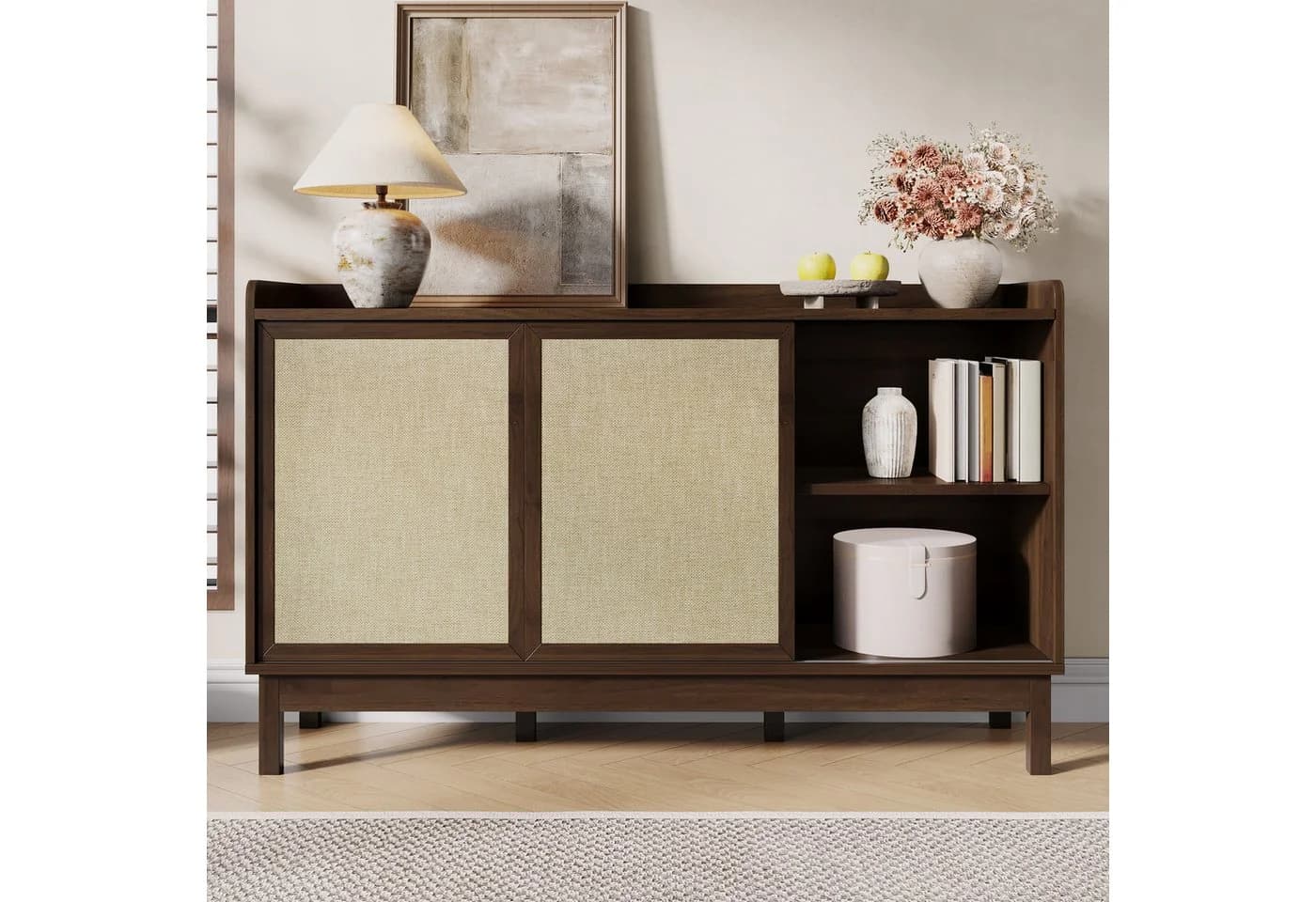 Merax Sideboard Retro Anrichte mit Schiebetüren und Schubladen - Bild 2