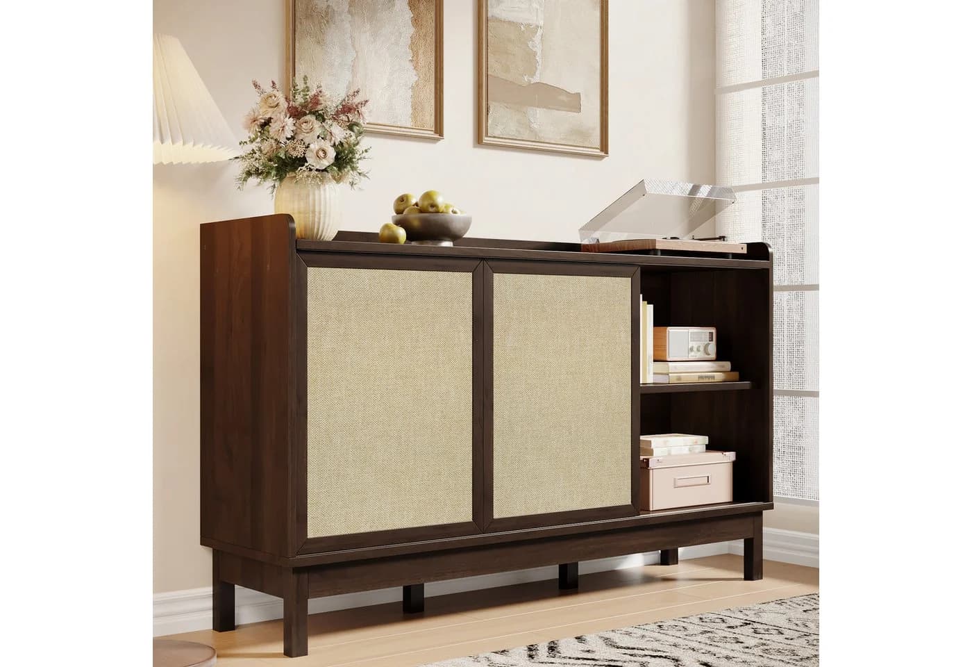 Merax Sideboard Retro Anrichte mit Schiebetüren und Schubladen - Bild 3