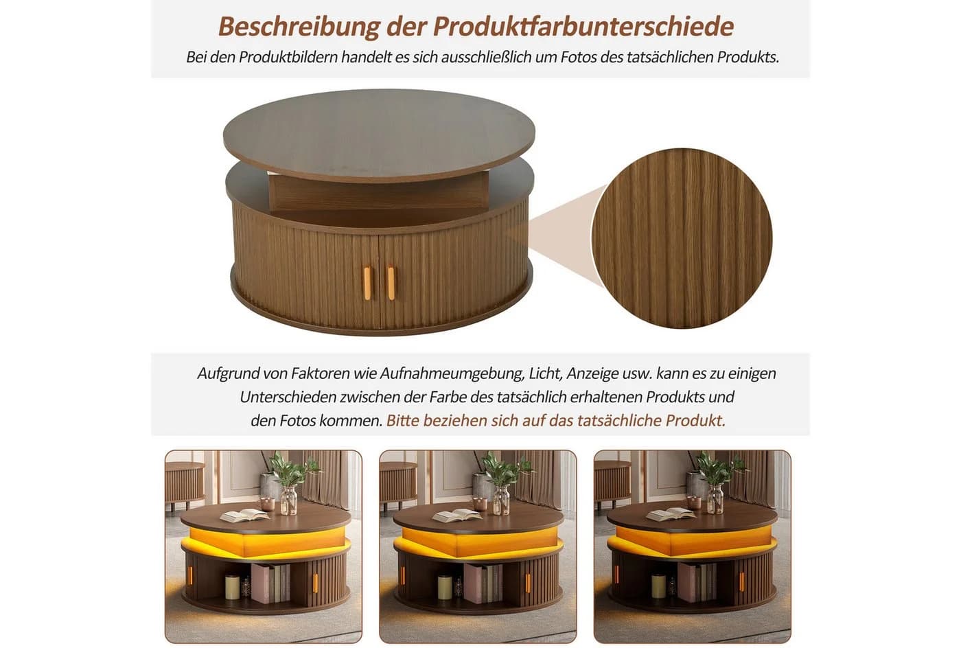 Merax Couchtisch Hochglanz LED-Beleuchtung - Bild 4