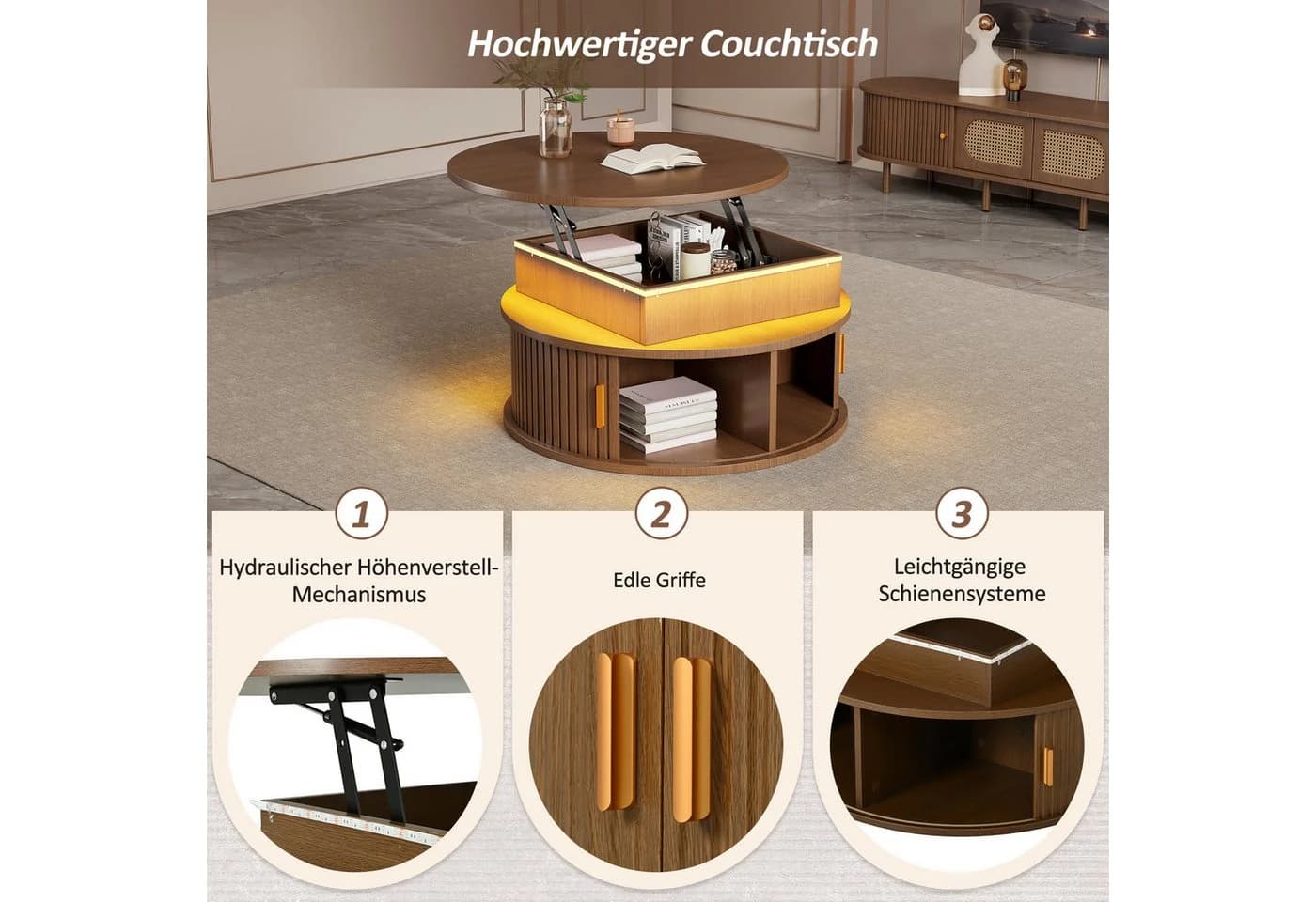 Merax Couchtisch Hochglanz LED-Beleuchtung - Bild 5