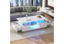 Merax LED-Couchtisch Weiß Hochglanz mit Schubladen & Beleuchtung Bild 1