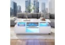 Merax LED-Couchtisch Weiß Hochglanz mit Schubladen & Beleuchtung Bild 2