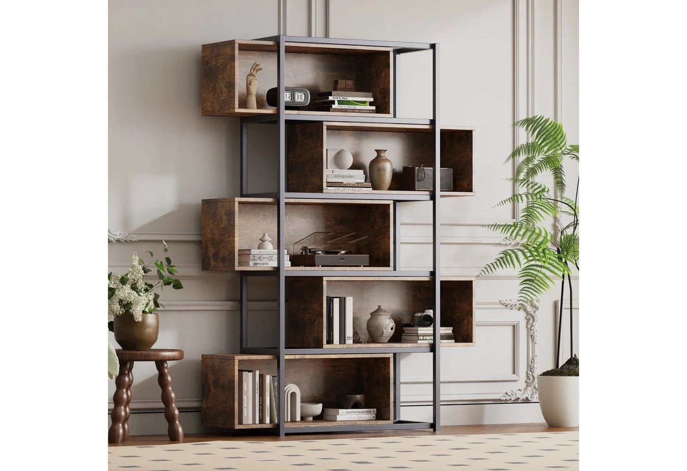 Flieks Bücherregal 1-tlg. Standregal mit 5 Abnehmbaren Ebenen Stahlgestell - Bild 2