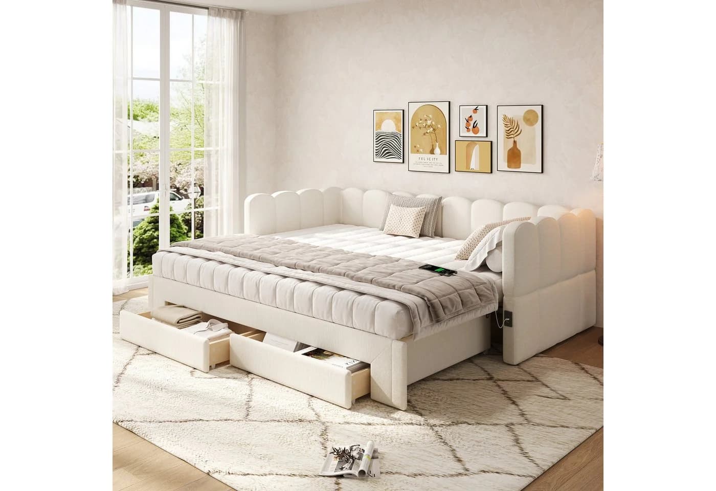 Flieks Daybett 90/180x200cm mit Schubladen & USB - Bild 2