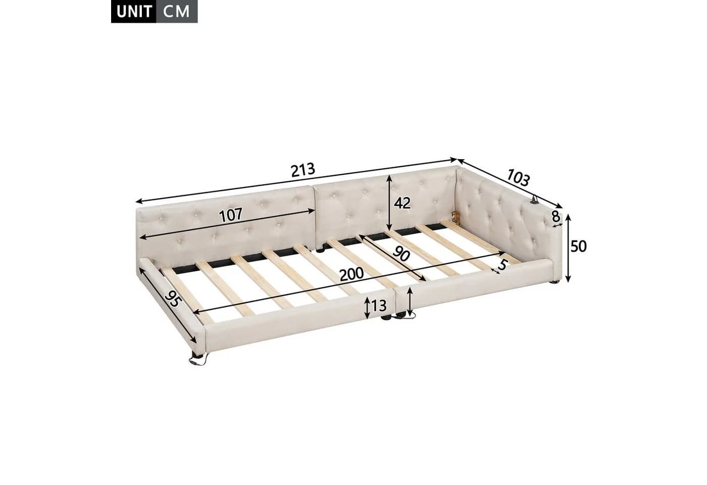 Flieks Daybett 90x200cm mit USB-Aufladen - Bild 5