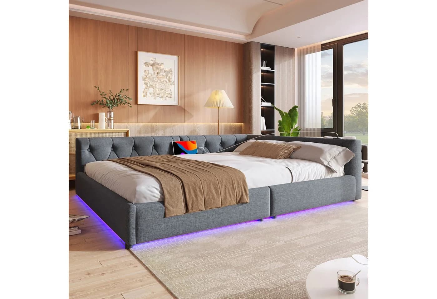 Flieks Daybett Schlafsofa Doppelbett Tagesbett 140x200cm mit USB-Aufladen