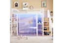Flieks Hochbett Metall Kinderbett mit LED, Schreibtisch & Regal Weiß Bild 1