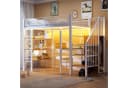Flieks Hochbett Metall Kinderbett mit LED, Schreibtisch & Regal Weiß Bild 2