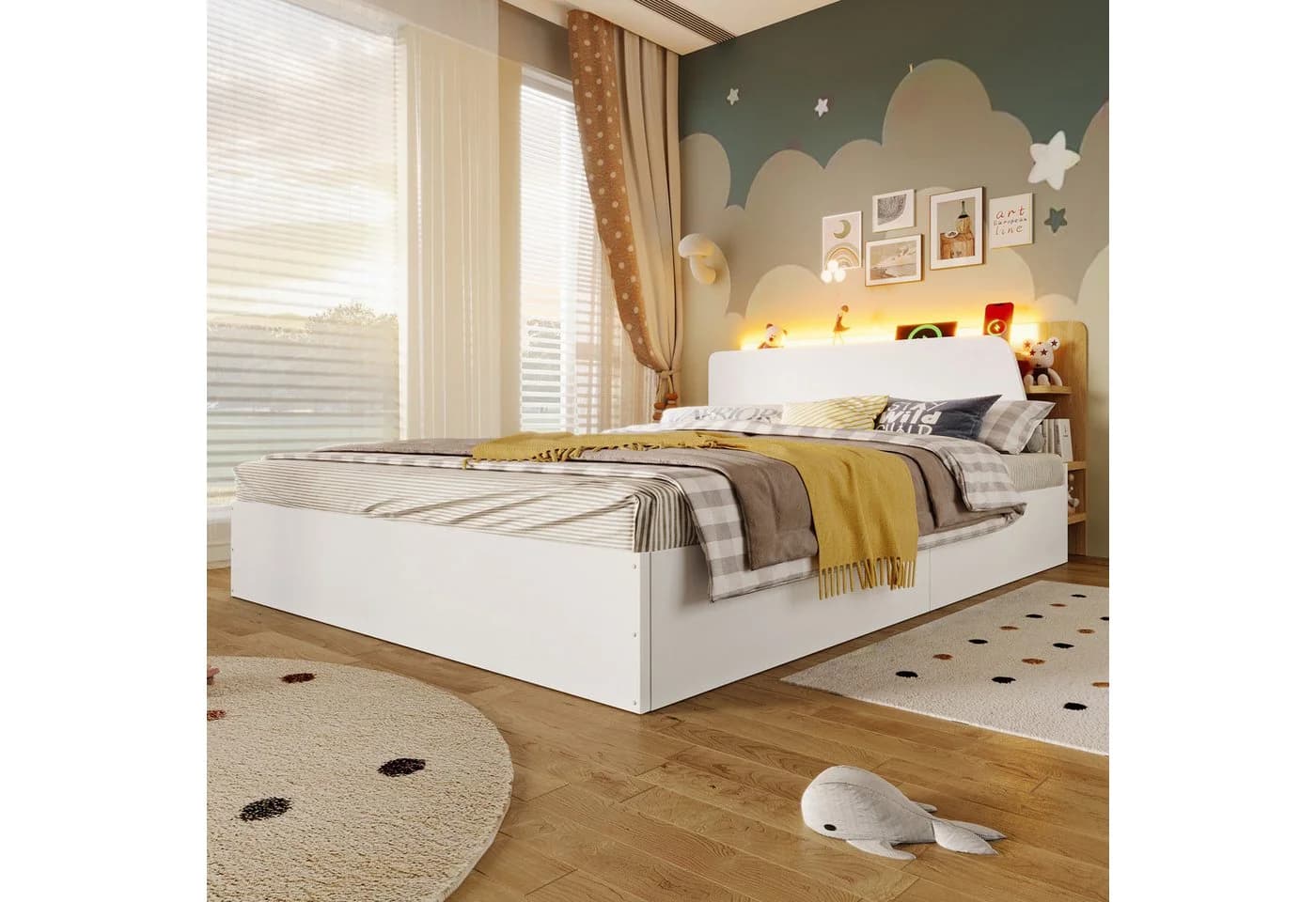 Flieks Massivholzbett mit Stauraum und LED - Bild 1