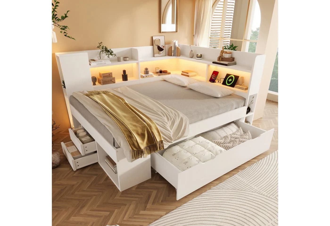 Flieks Daybett 140x200cm USB Typ-C LED Stauraumregal - Bild 2