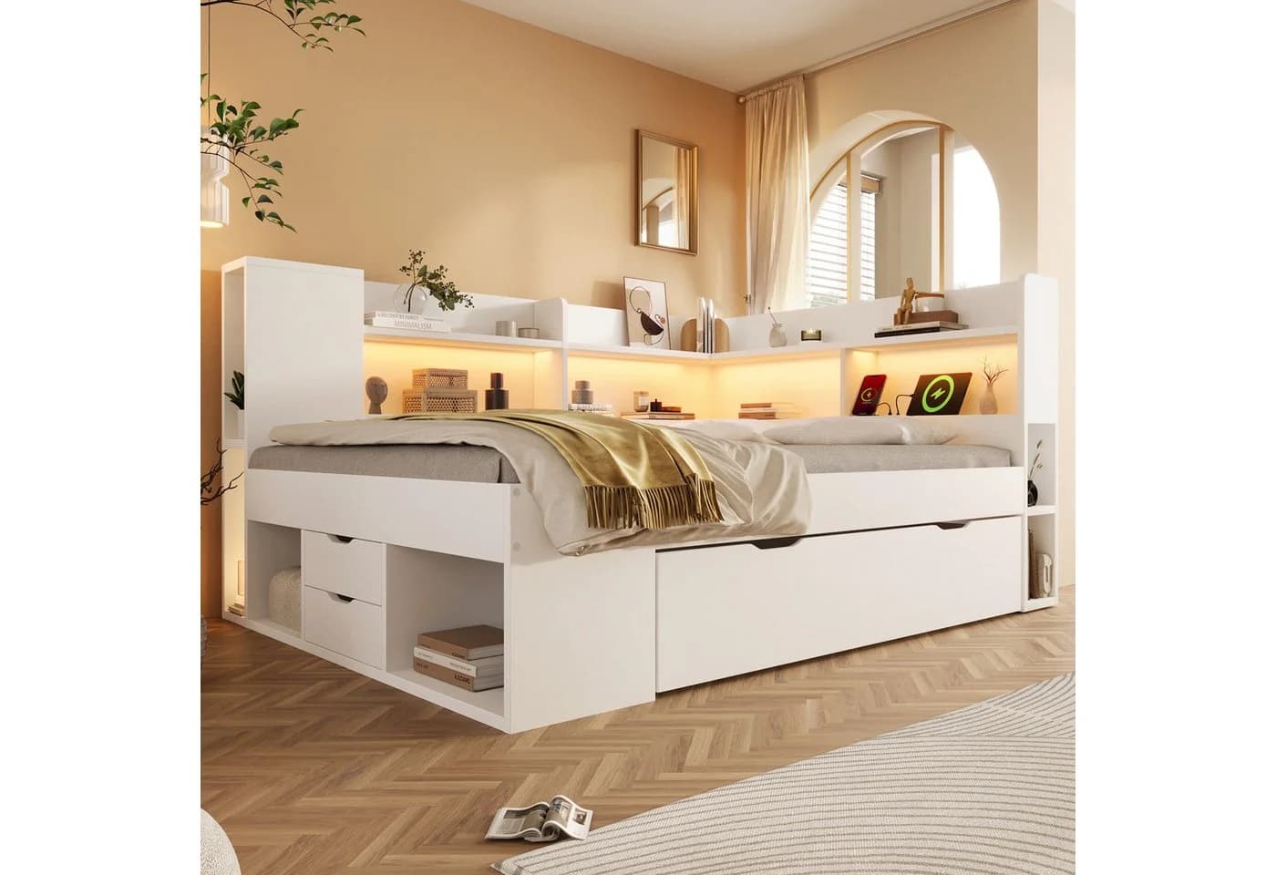 Flieks Daybett 140x200cm USB Typ-C LED Stauraumregal - Bild 3