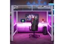 Flieks Hochbett Gamingbett Metall weiß mit Schreibtisch Bild 1