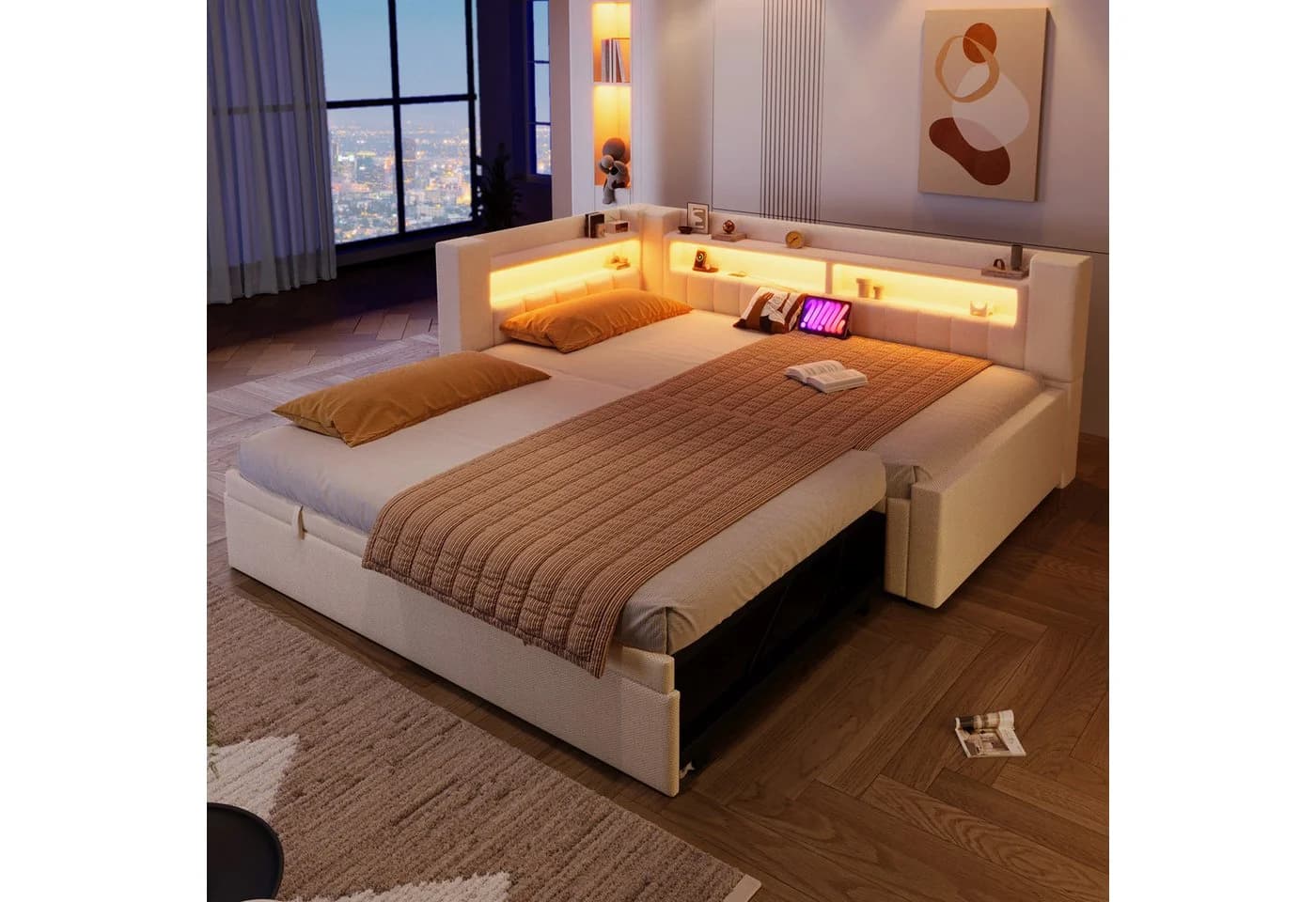 Flieks Polsterbett Daybett mit Ausziehfunktion und LED - Bild 2