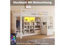 Flieks Hochbett 90x200 mit Stauraum und LED-Beleuchtung Weiß Bild 4