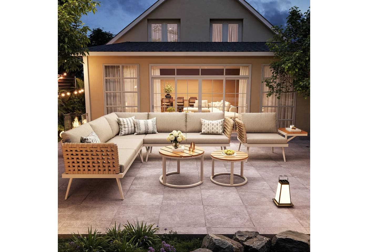 Flieks Gartenlounge-Set 6-Sitzer L-Form Beige - Bild 3