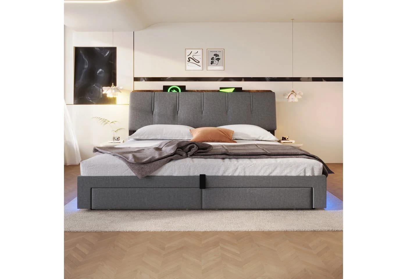 Flieks Polsterbett mit LED-Beleuchtung und Stauraum - Bild 4