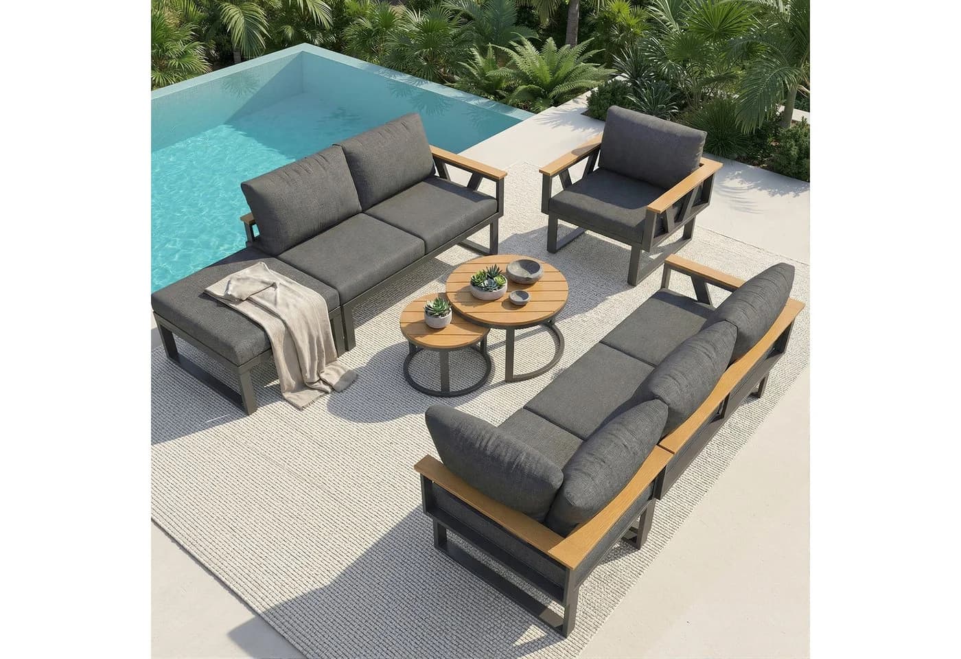 Flieks Gartenlounge-Set 7-Sitzer Metall mit 2 Couchtischen - Bild 3