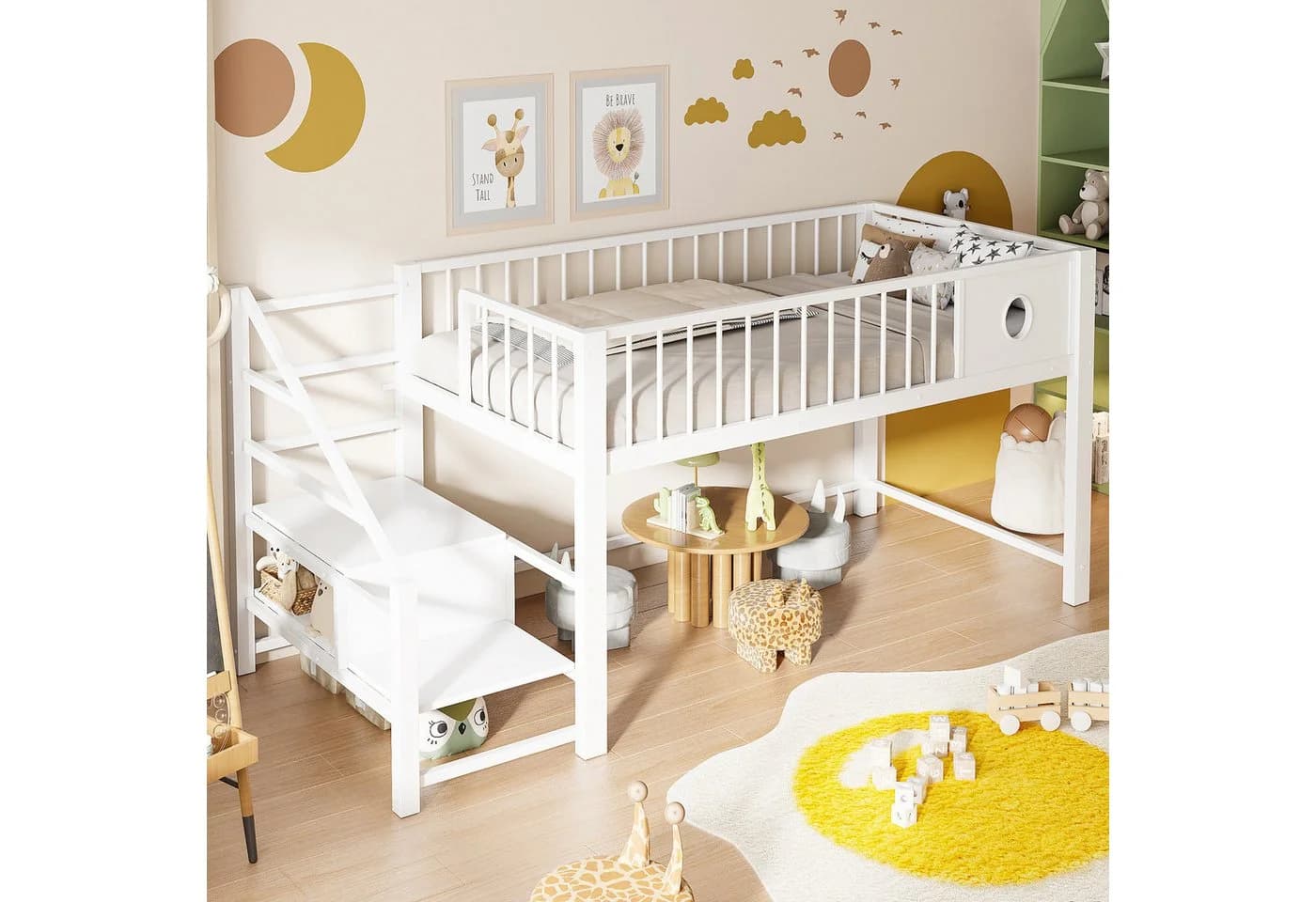 Flieks Kinderbett Weiß Metall Hochbett mit Stauraum - Bild 3