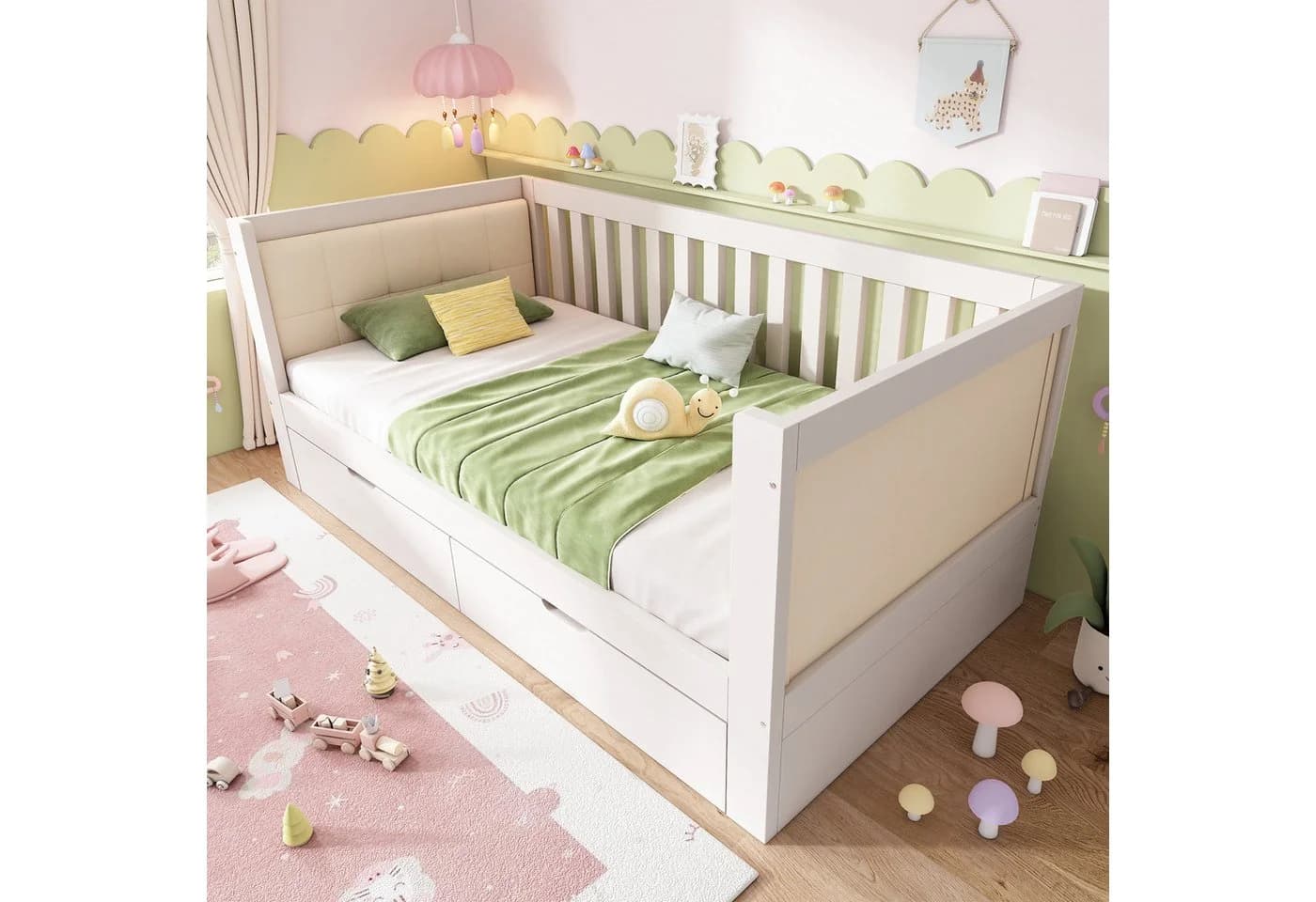 Flieks Kinderbett Holzbett 90x200 mit Schubladen