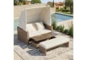 Flieks Gartenliege Gartensofa 2-4 Pers. Polyrattan mit Markise Bild 2