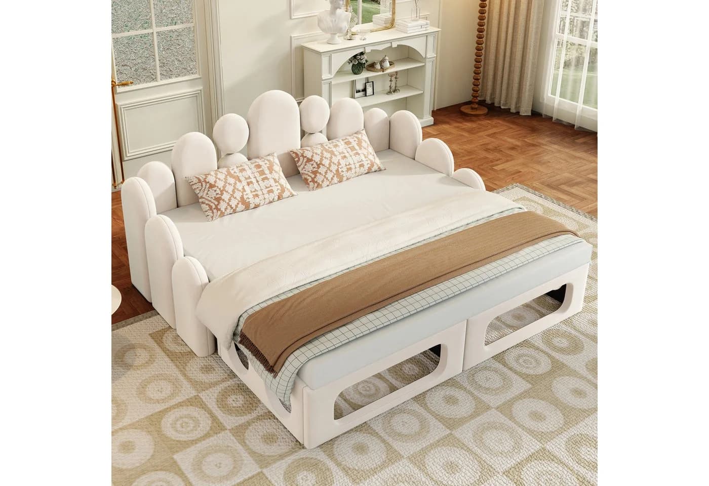 Flieks Polsterbett 2-in-1 Daybett Beige Samt