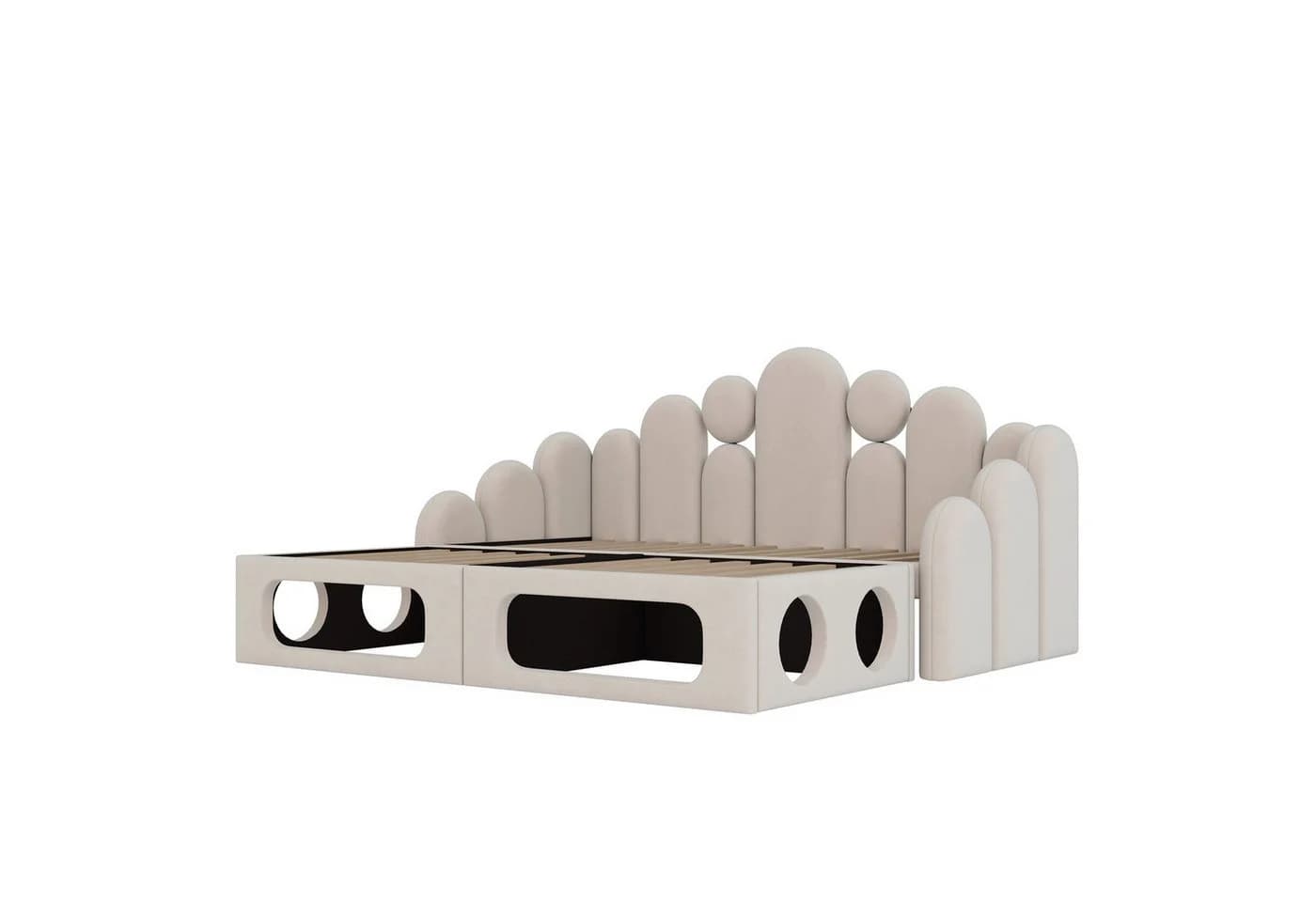 Flieks Polsterbett 2-in-1 Daybett Beige Samt - Bild 5