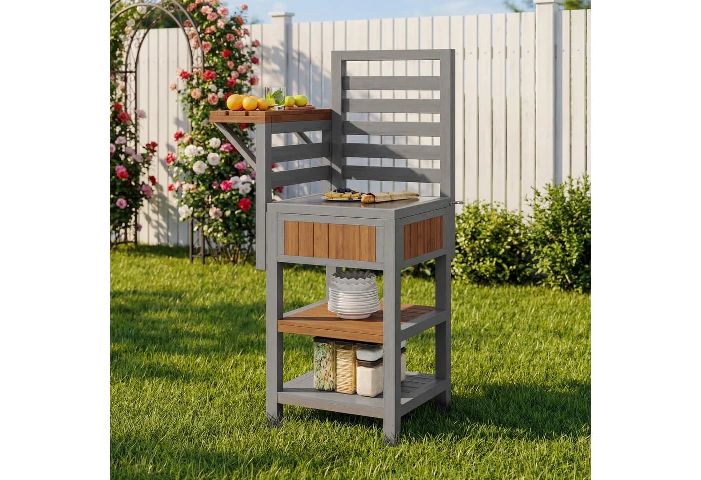 Flieks Garten-Geräteschrank Massivholz Edelstahl-Arbeitsplatte - Bild 2