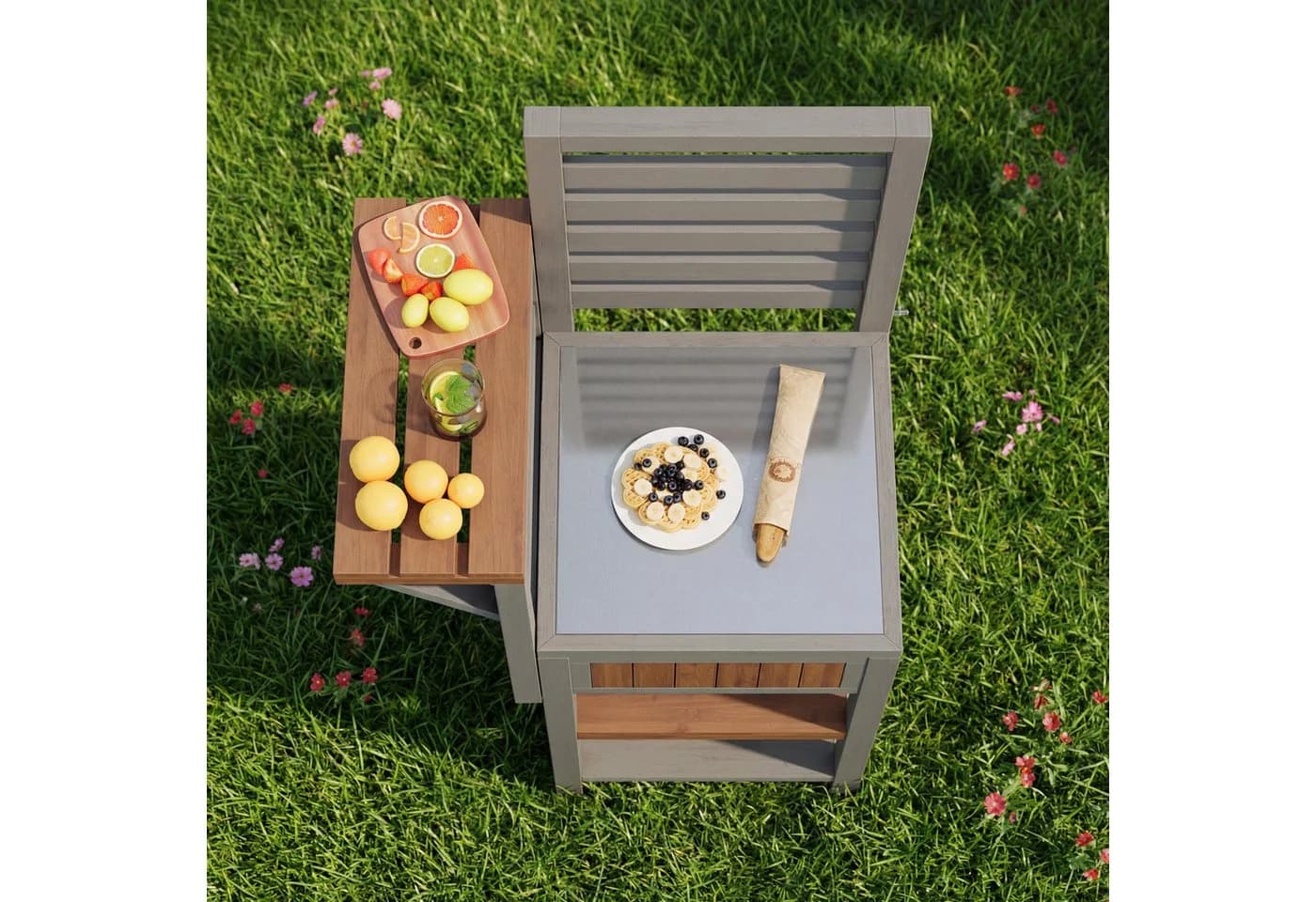 Flieks Garten-Geräteschrank Massivholz Edelstahl-Arbeitsplatte - Bild 3