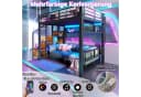 Flieks Hochbett Metallbett 140x200cm mit LED-Lichtleiste Stauraumtreppe Bild 3