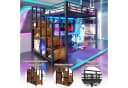 Flieks Hochbett Metallbett 140x200cm mit LED-Lichtleiste Stauraumtreppe Bild 5