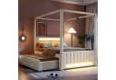 Flieks Polsterbett Himmelbett Beige mit LED, Schubladen & Ausziehbett Bild 1
