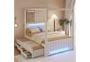 Flieks Polsterbett Himmelbett Beige mit LED, Schubladen & Ausziehbett Bild 2