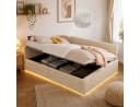 Flieks Polsterbett 140x200 mit LED, Aufladen & Bettkasten Beige Bild 2
